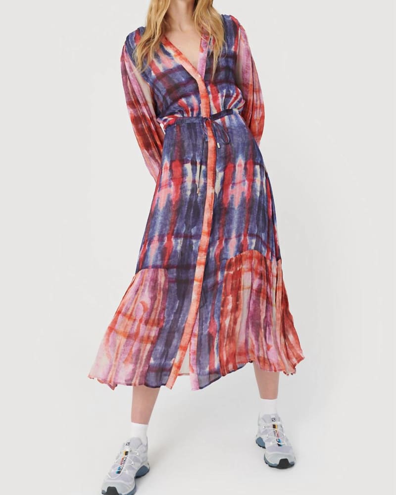 Front of a model wearing a size LARGE Lena Maxi Dress In Klaus Blue in Klaus Blue by CHUFY. | dia_product_style_image_id:343647